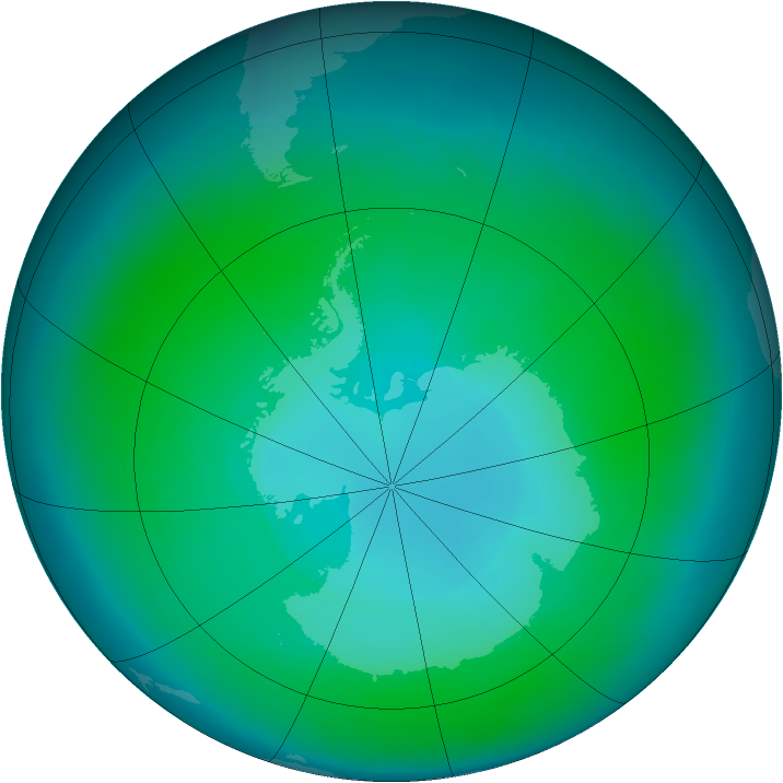 Antarctic ozone map for January 2011